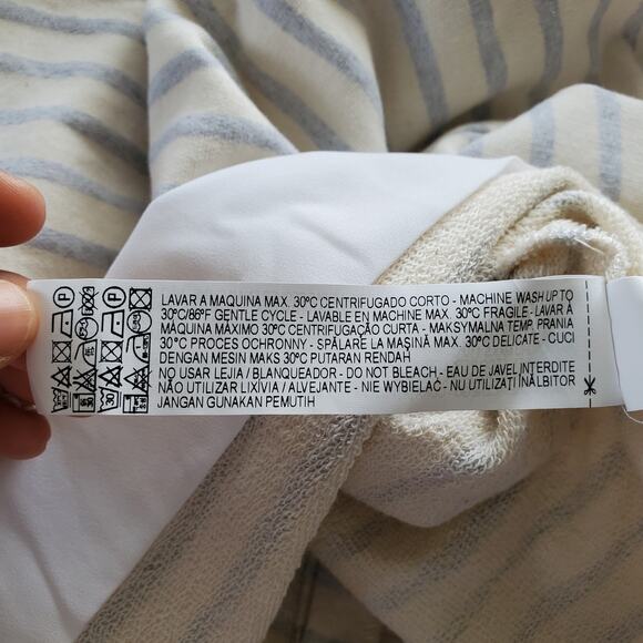 Zara Basic Cream Striped Rhinestone Accent Sweater Top XL - Picture 7 of 8